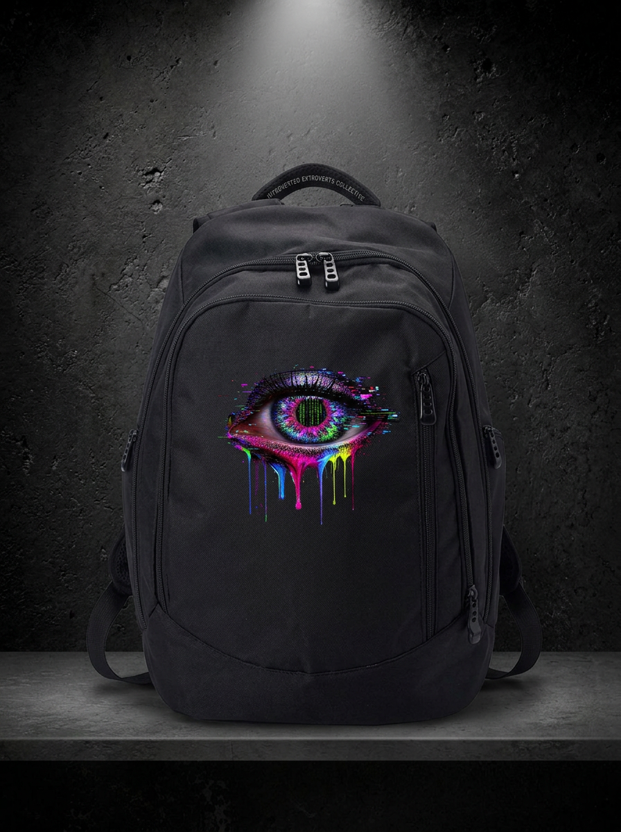 Drip Glitch Eye Backpack — front