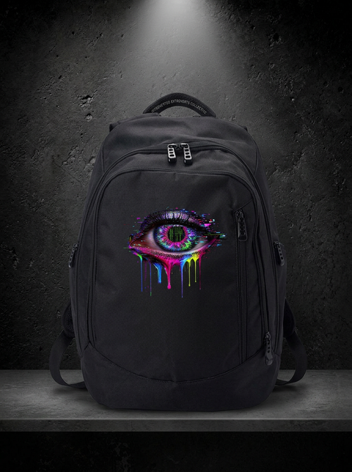 Drip Glitch Eye Backpack — front