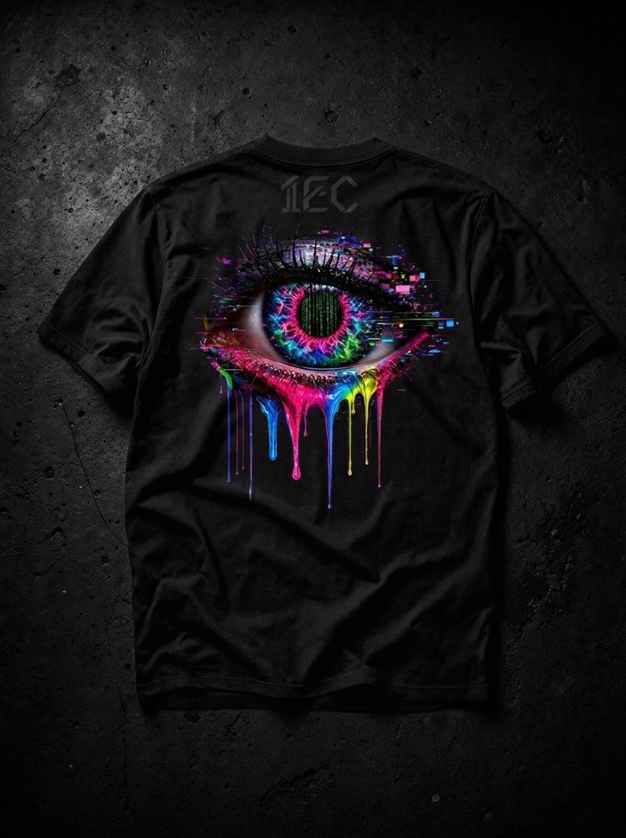 Glitch Drip Eye Tee — Black, back