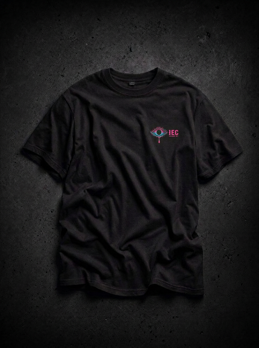 Glitch Drip Eye Tee — Black, front